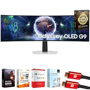 SAMSUNG 49″ Odyssey DQHD 5,120×1440 240Hz OLED G9 Curved Gaming Monitor Bundle with Tech Smart USA Elite Suite 18, 2X HDMI Cable & Deco Gear CPS Exclusive 26 Month Protection Pack (BEACH-CPS-26M1500)