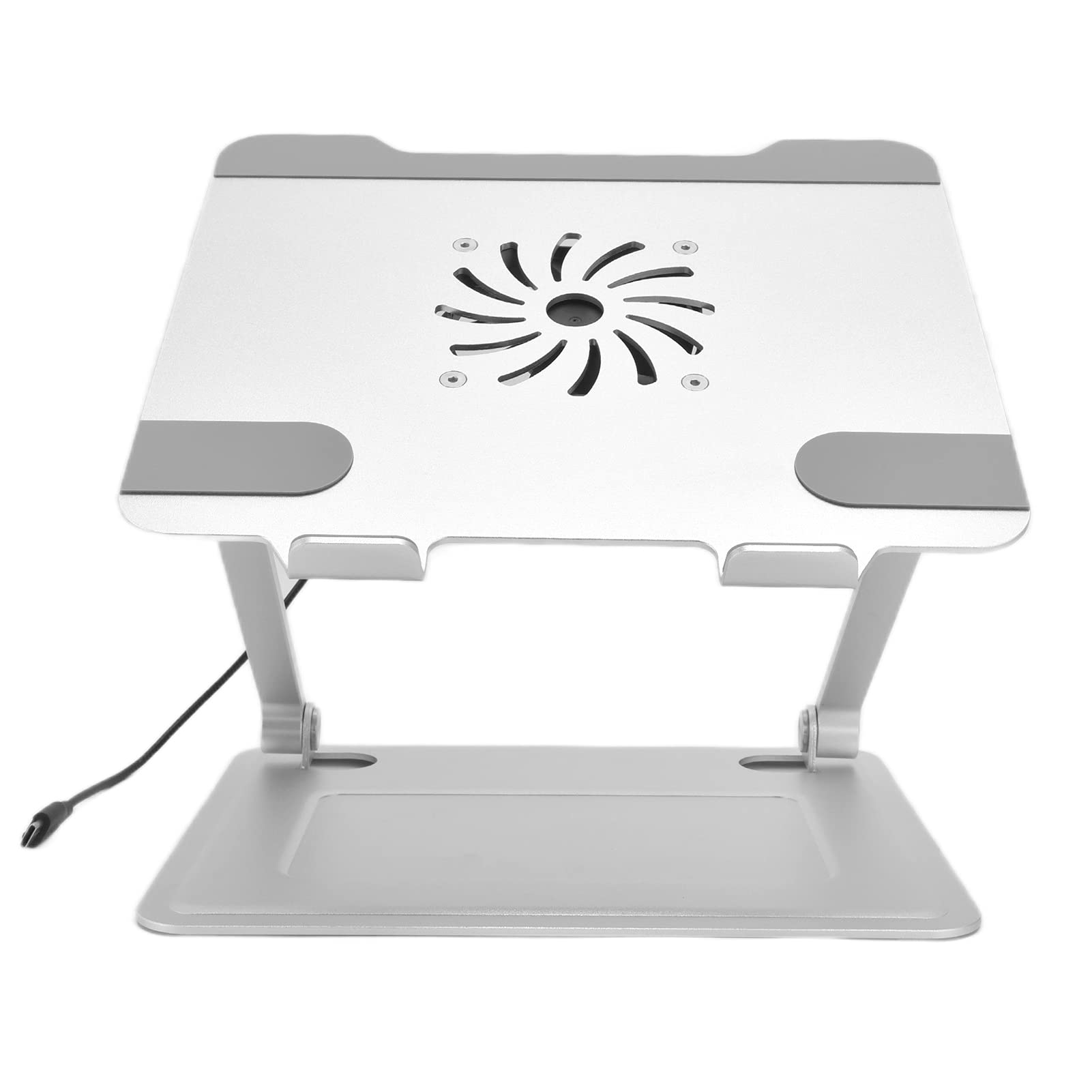 Domary Riser Pieghevole per Laptop con Ventola di Raffreddamento Design in Lega di Alluminio per da 10-17,3 Pollici Argento