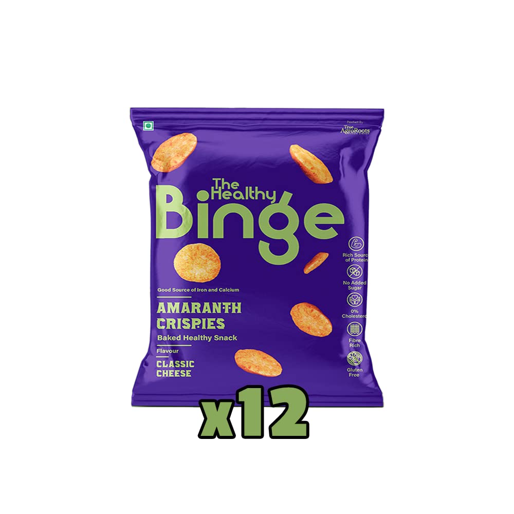 The Healthy Binge Amaranth Baked Chips Healthy snacks for kids and adults | Classic Cheese Flavour | Protein and Fiber Rich | Gluten Free | 0% Cholesterol | Pack of 12 (40 Gm X 12) (B09YNJ4GDN) Amazon Price History, Amazon Price Tracker