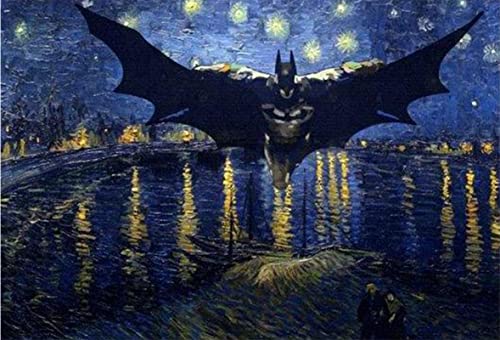 YEESAM ART Peinture Numero Batman Nuit étoilée sur le Rhône, Bricolage Peinture par Numero 40x50 cm Acrylique Decoration Murale (Batman, sans cadre)