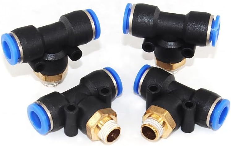 Pneumatic Connection Male Branch Thread Tee Type Quick Connect Fitting Plastic Air Hose Connectors 10Pcs(PB6-M5)
