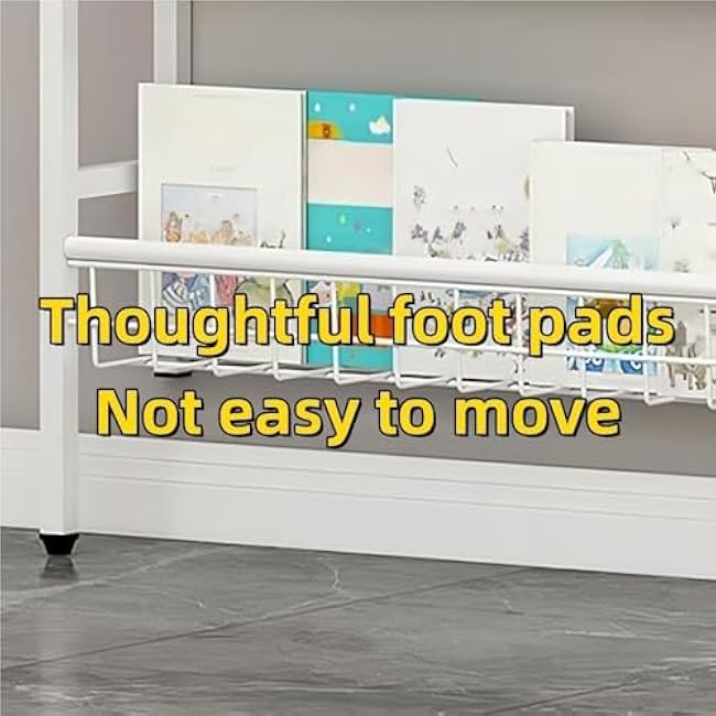 White Metal Storage Rack, Behind The Door Bookshelf, Behind The Closet Door Storage, Open Storage Rack for Living Room, Bathroom, Kitchen(24.4 * 3.5 * 74in)