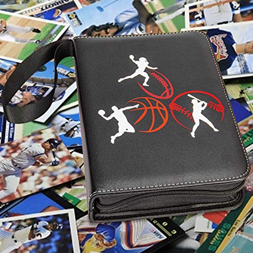 Clovercat 4 Pocket Waterproof Trading Card Binder, Trading Album Display Holder, Expandable, 400 Double Sided Pocket Album, Compatible With Gaming Cards, Yugioh, Mtg And Other Tcg (Sports Theme Sticks Figure, Black) #TOP6