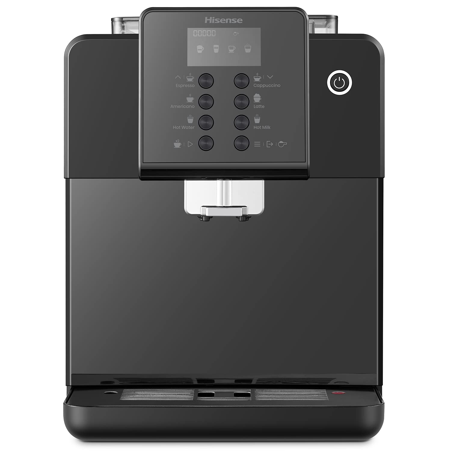 Hisense espresso coffee machine fully automatic 1 year warranty UAE version HAUCMBK1S3, Standbay power 1w, Bean Container capacity 250g, Black