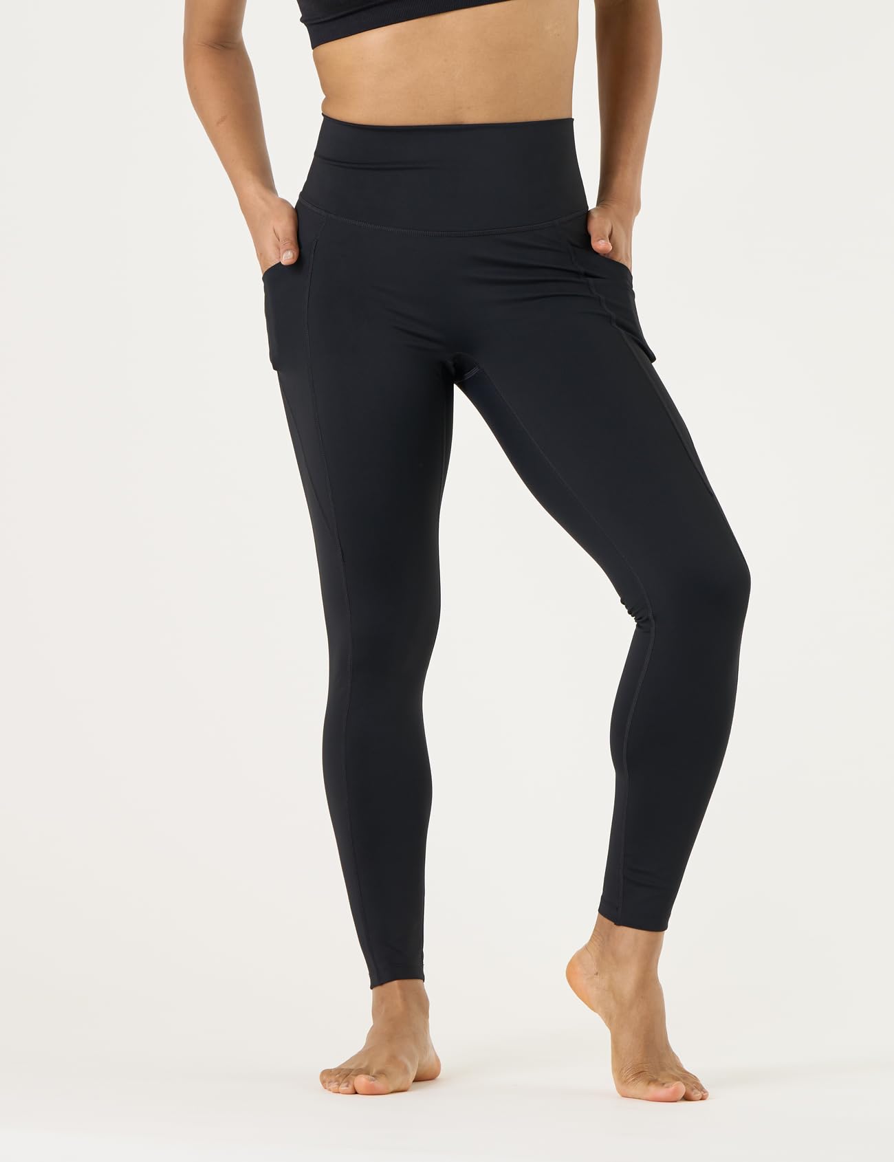 LAPASA Leggings Sportivi Yoga Donna L0A1/B1 - Pantaloni Lunghi Estivi Elasticizzati Tasche Laterali Opachi Vita Alta Push Up Contenitivi Aderenti Modellanti Snellenti Palestra Fitness Running Zumba