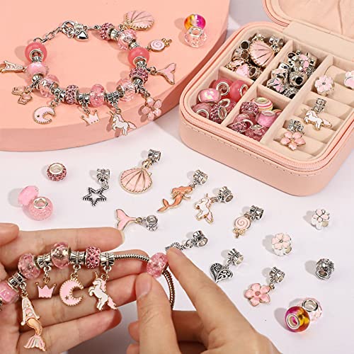 Gaoxyima Charm Bracelet Making Kit For Girls,Gift Box Contains 66 Pieces Of Jewelry Making Kit For 6-12 Years Old Girls' Arts And Crafts For Birthday,Christmas Gifts. #TOP1