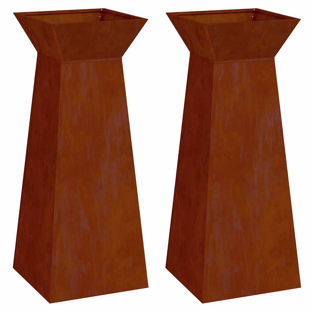 2 szt. Srebrny wazon 40 x 40 x 100 cm, wytrzymała stalowa donica ogrodowa na zewnątrz, donica o wysokości 101 cm na taras i ogród, nowoczesny i wytrzymały design