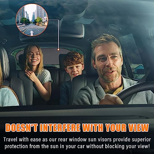 Kewucn Car Rear Window Sun Shade with Suction Cup, 35.4"×19.3"Folding Sun UV Rays Protection for Auto Rear Windshield, Universal Vehicle Sunlight Shield Mesh Cover for Baby Pets Children (Rear Window)
