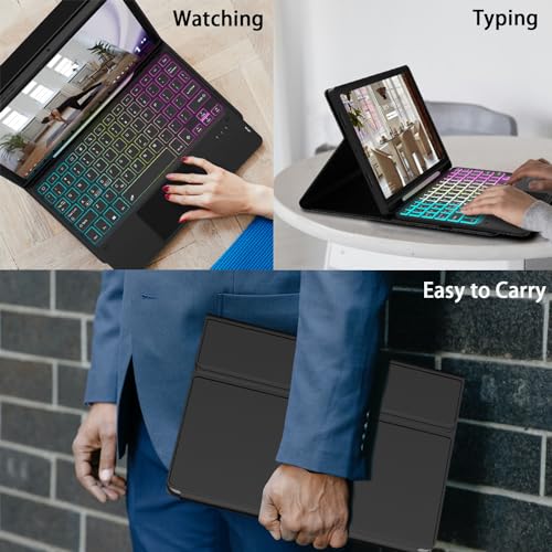 Image of for Samsung Galaxy Tab A11+ Plus /A9 Plus 11 inch Keyboard Case: 3 Zone 7 Colors Backlit Trackpad Keyboard for Galaxy Tab A9+ Plus A11plus - Detachable Smart Touchpad Wireless Key Board Folio Tablet Cover