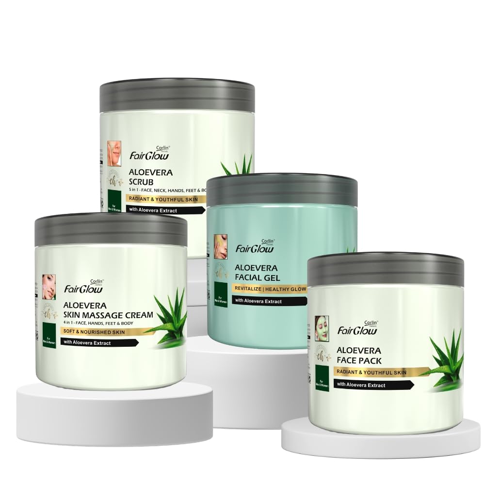 FairGlow Aloe Vera Facial Kit Combo | Face Pack, Scrub, Facial Gel & Massage Cream | Hydrating & Glowing Skin Care Set-image-44