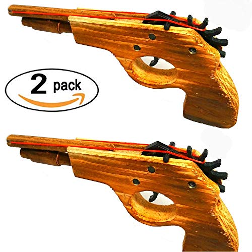 Adventure Awaits! - 2-Pack Rubber Band Gun - Quality Wood & Handmade - Easy Load - 8 Rubber Bands per Set - Thumbnail 2
