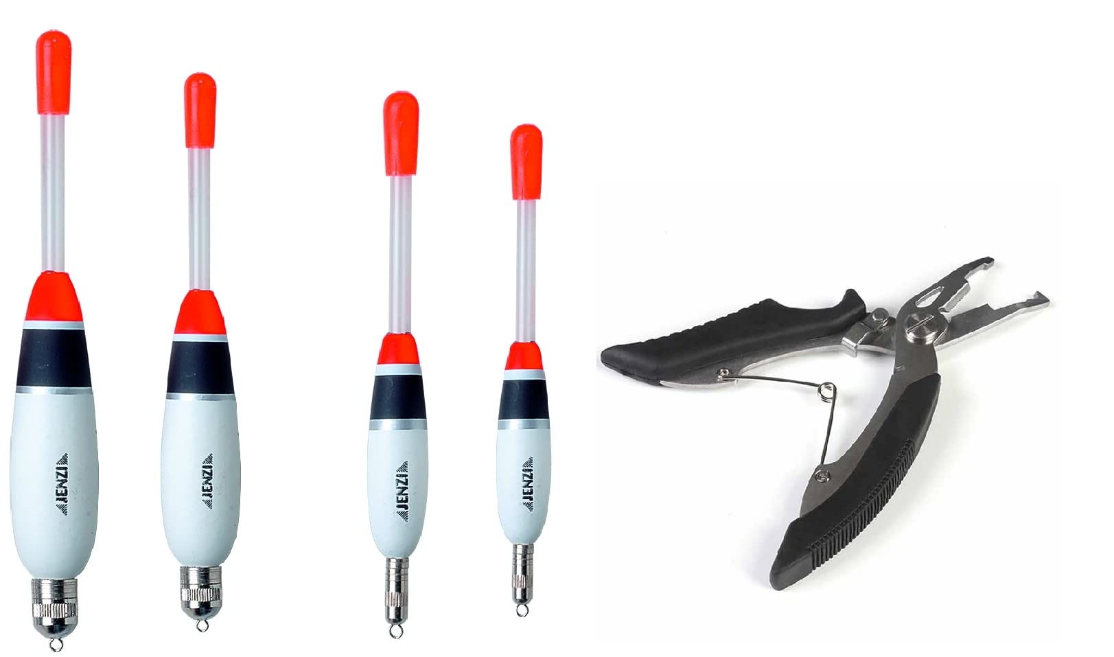 blntackle76 Jenzi Glow Stick Floats Set of 4, Teardrop-shaped, Interchangeable Weights (5-19 g), Size 13.5cm, 15cm