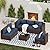 UDPATIO Patio Furniture Sets, Modular Rattan Outdoor Patio Sectional Furniture Sofa Set, Wicker Patio Conversation Set for Backyard, Deck, Poolside w/Glass Coffee Table, 7pc Blue (Include Sofa Cover)