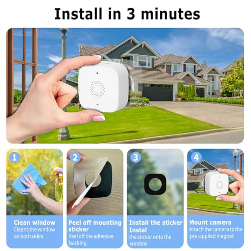 Image of SOIADV 2K Wireless Window Camera,No-Drill Install,2.4GHz & 5GHz WiFi Indoor Cameras for Home Security,AI Human & Vehicle Detection, 6s Pre-Roll, Battery Powered,4MP Color Night Vision,SD /Cloud