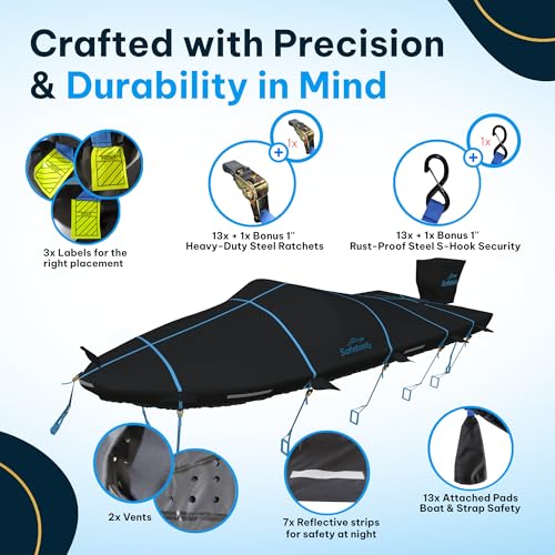 Boat Covers 20-22 ft, Safeboatz Storm Series, 13-Point Ratchet System, 106" - image 3