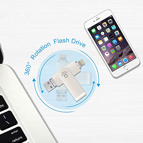 Flash Drive Compatible iPhone, Photo Stick 128GB Support iPhone, Memory Stick Photostick Mobile, Thumb Drive USB 3.0 Compatible iPhone/iPad/Android Backup OTG Smart Phone QARFEE Silver - Thumbnail 7