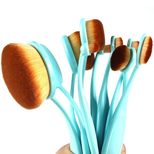BeautyCoco Oval Toothbrush Makeup Brush Set Foundation Brushes Contour Powder Blush Conceler Brush Makeup Cosmetic Tool Set Rose Gold with Gift Box (Blue) BeautyCoco Oval Toothbrush Makeup Brush Set Foundation Brushes Contour Powder Blush Conceler Brush Makeup Cosmetic Tool Set Rose Gold with Gift Box (Blue)