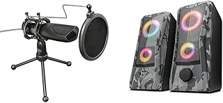 Trust Gaming GXT 232 Mantis Streaming Microphone GXT 606 Javv RGB 2.0 Speaker Set Grey Camo