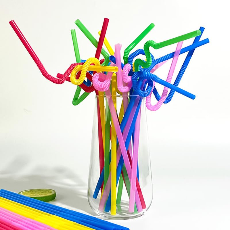 100 pitillos plásticos flexibles de 32.5 cm miniatura 1