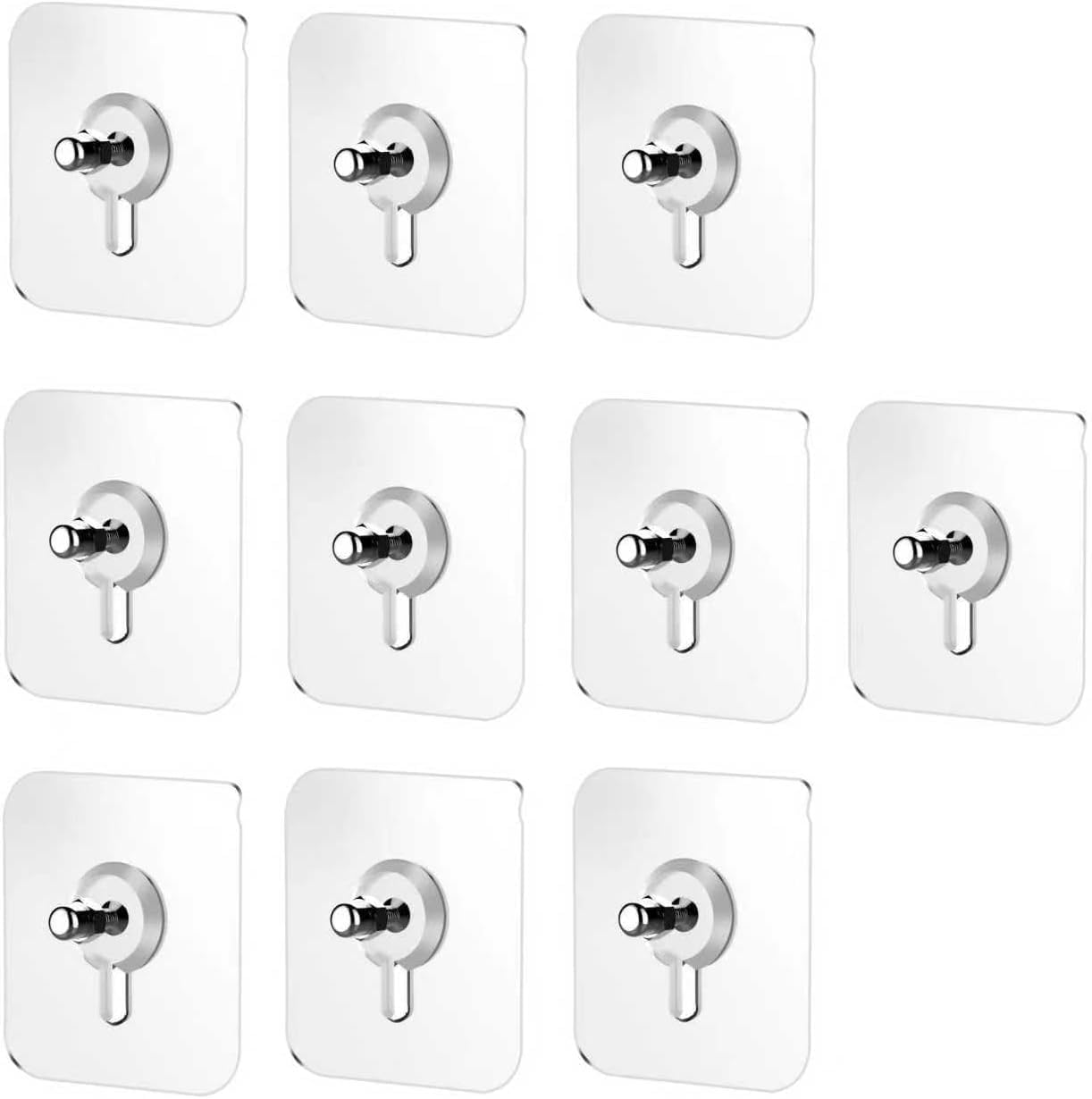 10 Pcs No Drill Wall Hooks | Heavy Duty Adhesive Hangers for Kitchen, Bathroom and Home | Damage-Free Picture Hanging Hardware with Removable Non-Marking Tape