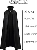 Vista 13 de Disfraz de capa reversible con cuello alto y capucha, color negro y rojo