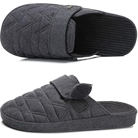corifei Men's slippers with adjustable buckles, closed toe, comfortable slip, gray, 10 UK Cover
