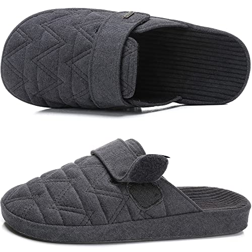 CORIFEI Chaussons pour hommes avec boucles réglables Bout fermé Confortable glisser, gris, 42 EU Cover