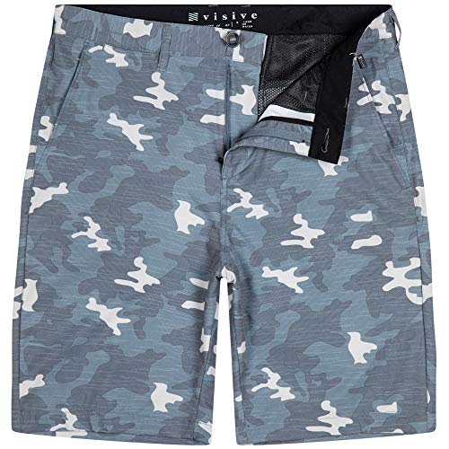 Visive Premium Hybrid Shorts Men Quick Dry Golf Stretch Board Shorts Swim Trunks Summer Big Men Grey Camo - 42