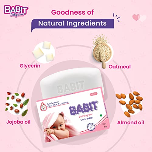 Image of Babit Baby Soap - Pack of 4 (75gm) | Goat Milk & Shea Butter | Soothes Rashes & Dry Skin | Gentle Hydration for Newborns, Babies & Kids | Baby Skin Care Products Kit Essential
