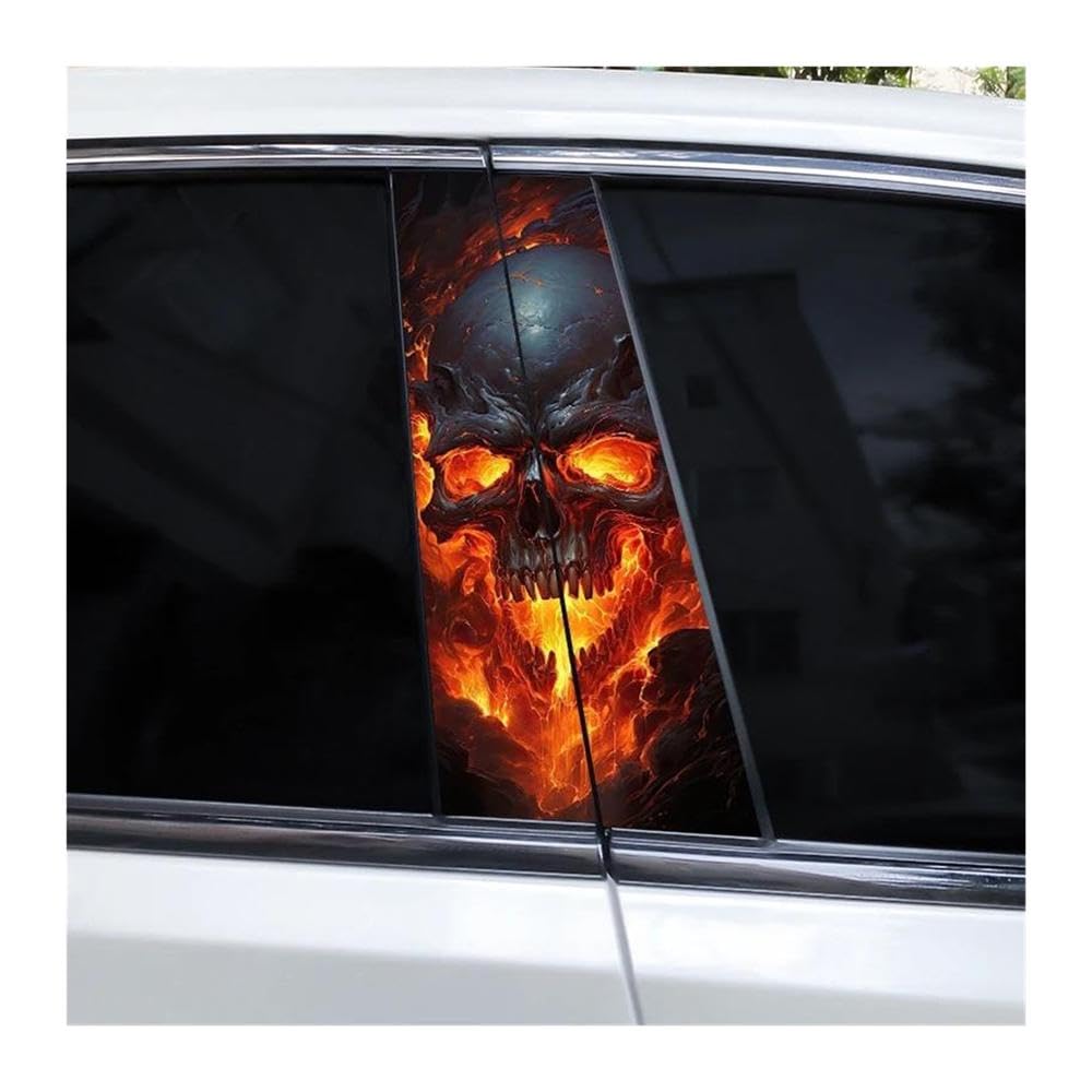 Body Parts 2pcs Car Center Pillar Sticker Colorful Skull Auto B-Pillar Waterproof Protective Film(D)