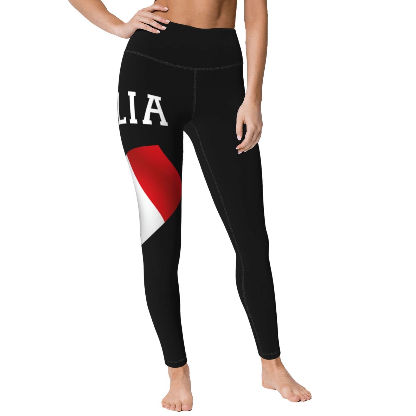 Italia Italy Italian Flag Women's Yoga Pants Capri Leggings High Waist Tights Skinny Pants Black