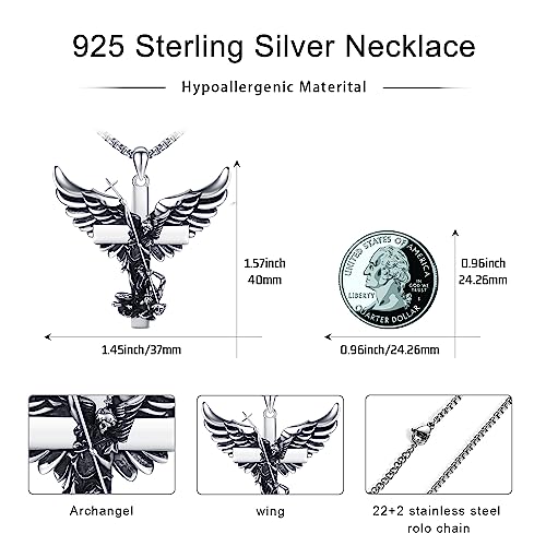 TwoAnts Patron Saint Medal Necklace 925 Sterling Silver Protection Pendant Necklace Catholic Jewelry Gifts for Men Women2