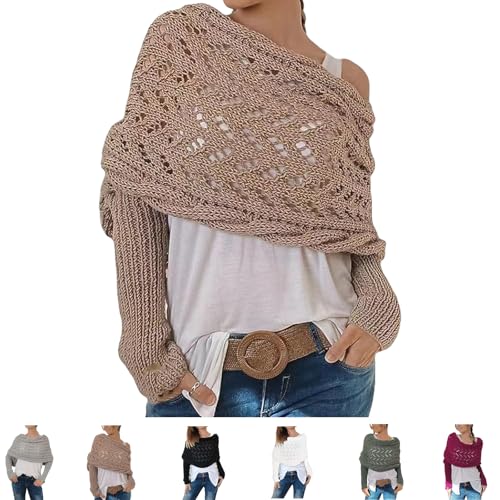 Scarf with Sleeves for Women, Sleeve Wrap Scarf, Knitted Cable Wrap, Multifunctional Scarf with Sleeves, Cozy Shawl