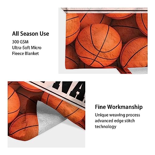 Custom Basketball Throw Blanket for Baby - 30x40 Inches Lap Size - Soft Fluffy Cozy Blankets Gift - Orange Sports Blanket Throws for Couch, Work
