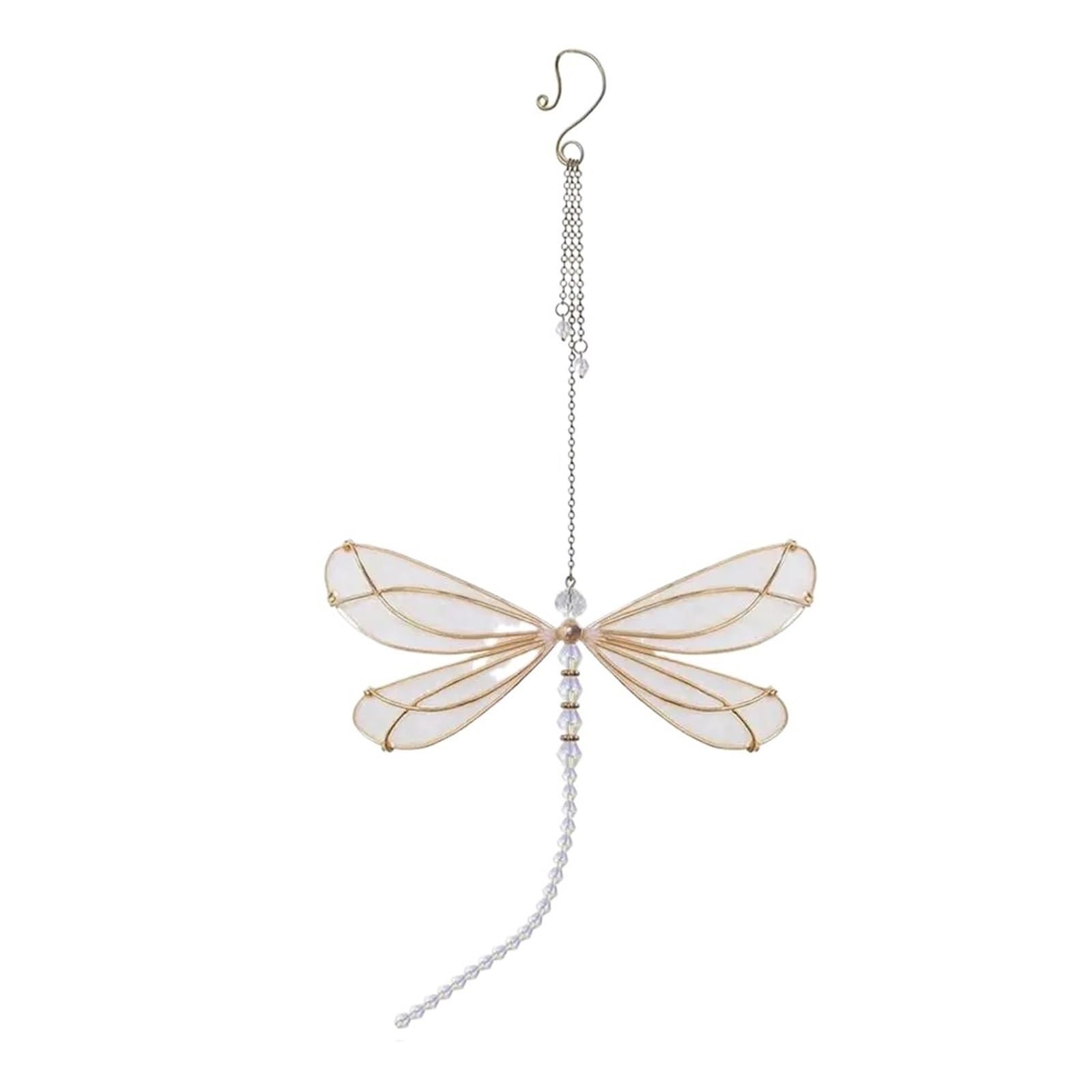 Ppqiru One Color 4Pcs Metal Wing Dragonfly Crystal Suncatcher Window Car Ornaments Garden Wind Chimes Butterfly Home Wall Decoration For Decoration(Style01)