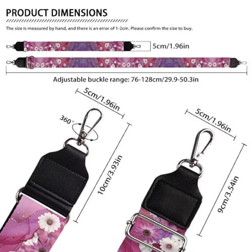 Image of Coldinair Purple Marble Purse Straps Daisy Replacement Crossbody Bag Straps,Wide Shoulder Strap Adjustable Guitar Strap for Purse