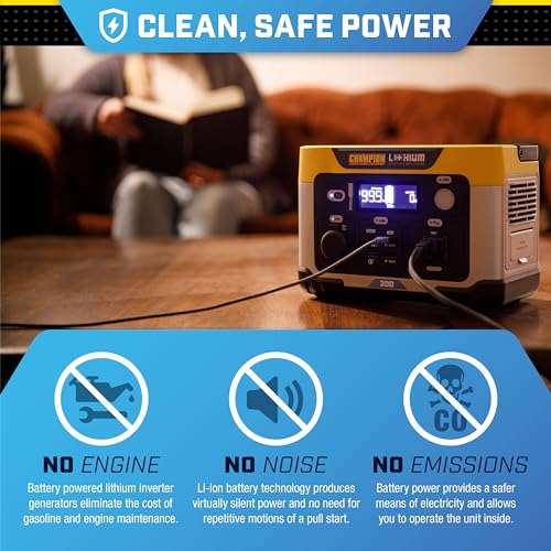 Champion Power Equipment 201188 285-Wh Power Station 600/300-Watt Portable Lithium-Ion Battery Solar Generator - Image 3