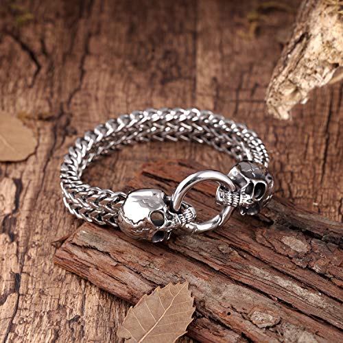Urban Jewelry Skull Head Gothic Biker Bracelet for Men 316L Stainless Steel Mens Link Bracelet2