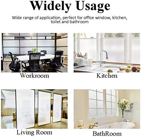 Miniatura 6 de Niviy - Película de privacidad para ventana, ducha, no adhesiva, esmerilada y extraíble para baño, oficina, sala de estar (17.7 pulgadas de ancho