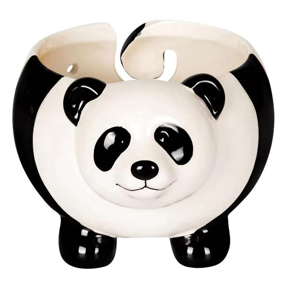 Bol de laine panda en céramique support tricot créatif
