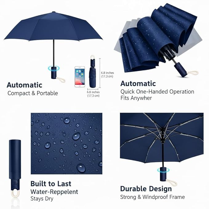Image of Umbrella for Women | Umbrellas for Men | UV Coated 3 Fold Umbrella for Rain with Auto Open and Close Small Folding Travel-Foldable Windshield