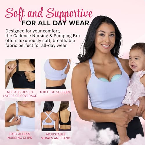 Cadence Nursing & Pumping Bra - Hands-Free Pumping Bra Compatible to All Standard Pump Flanges & Wearable Pumps3