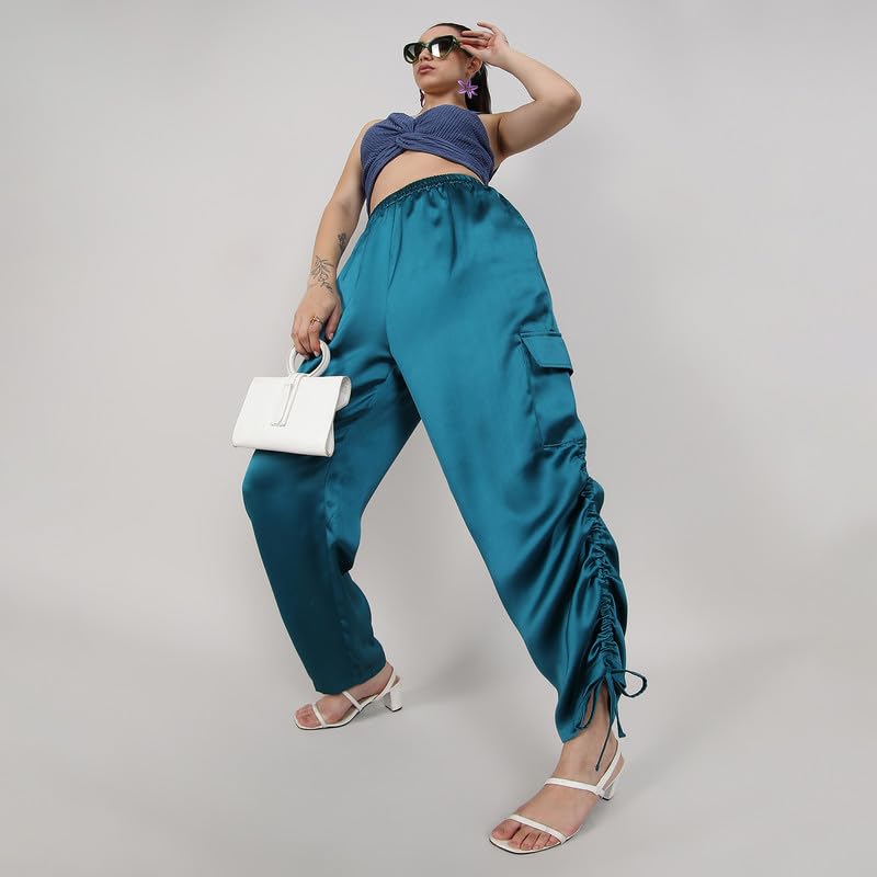 Image of PINACOLADA Women's High Rise Cargo Pants for Casual Wear | High-Rise | Cargo Pants Crafted with Comfort Fit for Everyday Wear