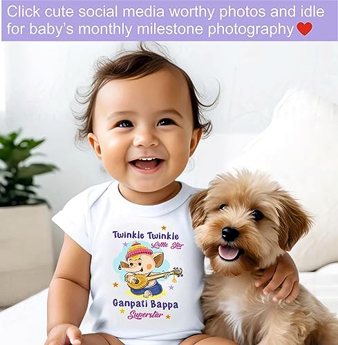 Image of Lillypupp Ganesh Chaturthi Dress For Baby Boy Girl| Ganpati Quotes Half Sleeve Unisex Cotton Romper Bodysuit For New Born Baby Clothes.