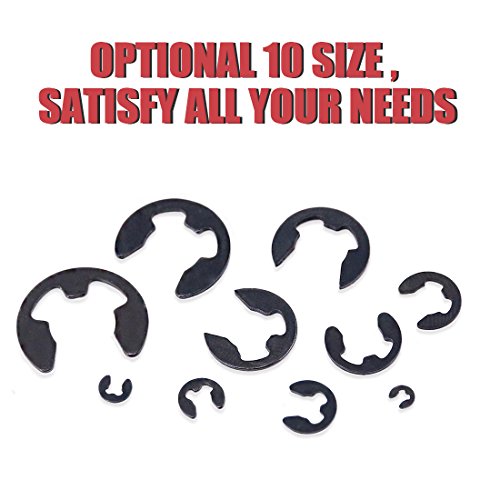 Hilitchi 300-Pcs Alloy Steel E-Clip Circlip External Retaining Ring Assortment Set - 1.5Mm To 10Mm #TOP2