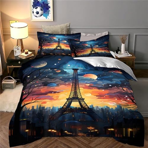 Housse de couette métro Paris durable fermeture éclair parure lit 200x200 - 6