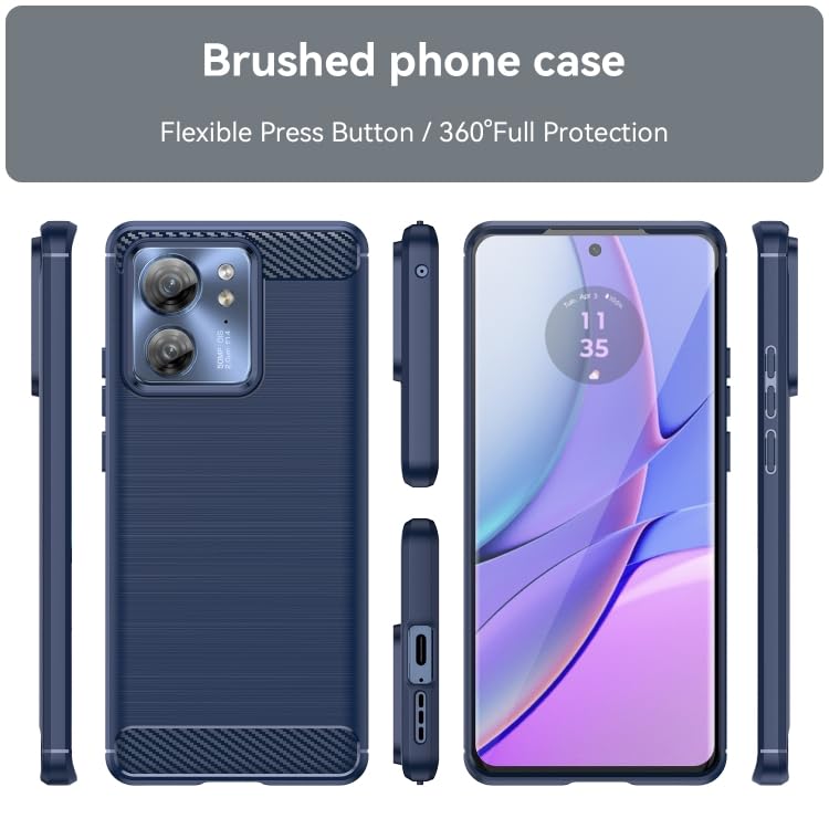 Image of NPRC Hybrid Ultra Slim Protective Case TPU Non-Slip Carbon Fiber Texture Shockproof Case Cover for Moto Edge 40 - Blue