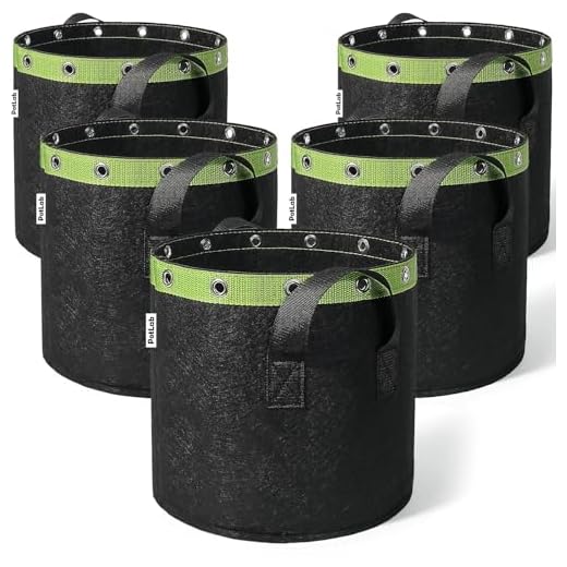 POTLAB 15l Stofftopf,5 Stück 15L Pflanzsack, Vliesstoff Pflanztasche mit Griffe für Tomaten,Kartoffeln,Erdbeeren.