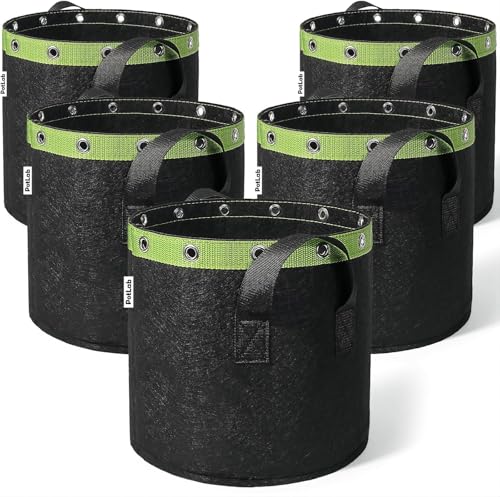 POTLAB 30l Stofftopf,5 Stück 30l Pflanzsack, Vliesstoff Pflanztasche mit Griffe für Tomaten,Kartoffeln,Erdbeeren.