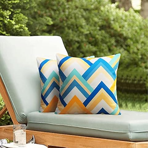 Pyonic Outdoor Waterproof Throw Pillow Covers Colorful Wave Pillowcase (18 x 18-Inch, Colorful-a) Cover